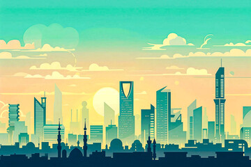 Riyadh flat vector city skyline illustration
