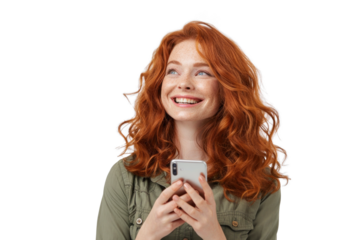 Redhead with Phone Looking Away
