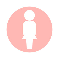 ピンク色の丸に立っている女性のピクトグラム - ベーシックな人型のアイコン