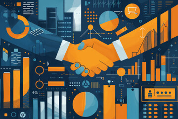 Illustration of Financial Agreement Handshake.