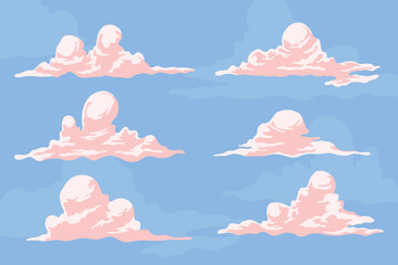 Flat design cloud illustration pack - obrazy, fototapety, plakaty