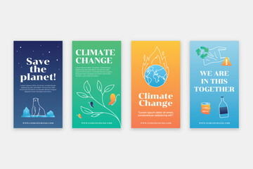 Gradient climate change instagram stories template - obrazy, fototapety, plakaty