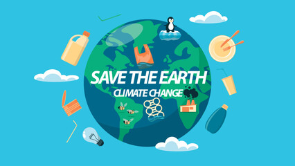 Flat design climate change youtube channel art