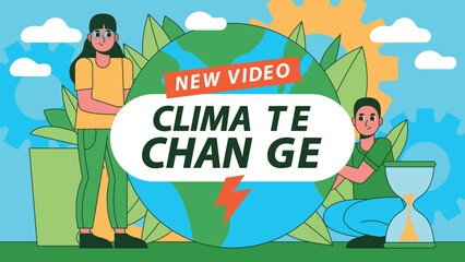 Hand drawn flat climate change youtube thumbnail