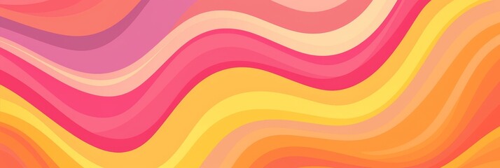 Warm Gradient Waves, Fluid Abstract Background In Sunset Colors. Colorful Wavy Stripes. Generative AI