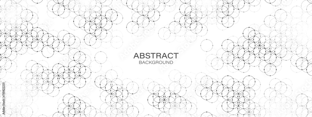Poster abstract halftone background frame. texture of intertwined circles, dots, particles. strong network.