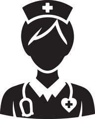Best Nurse icon vector, Silhouette, illustration.
