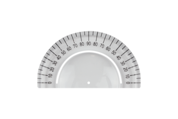 plastic stationery protractor isolated from background