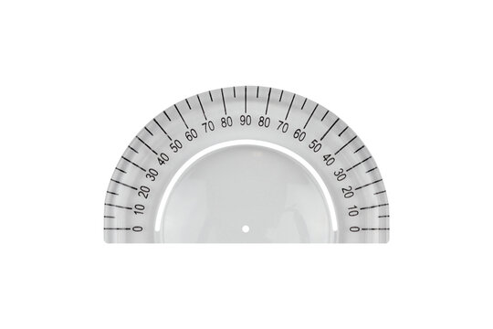 plastic stationery protractor isolated from background