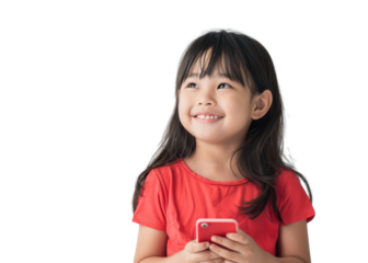 Young Asian Girl with Smartphone Smiling