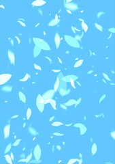 Seamless pattern with flower petals. Watercolor paper texture. Blue color background.