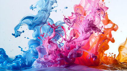 Colorful paint splashes isolated on a black background,Paint splash , Ink paint abstract, Abstract background