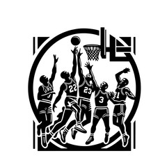 Fototapeta premium Cartoon Black and White Isolated Illustration Vector Of A Basketball Player Dunking A Basketball