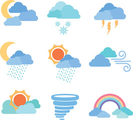 Flat design weather effects