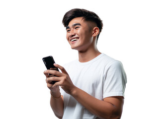 Southeast Asian Man Smiling with Smartphone
