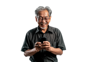Southeast Asian Senior Using Smartphone
