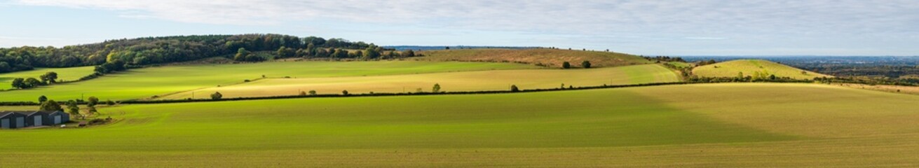 Panoramic view of the Pitstone Hill area at Chilterns AONB in Autumn