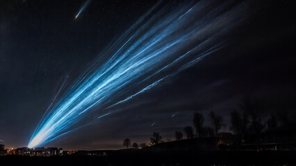 Coda di Cometa nel Cielo Notturno- Spettacolare Corsa tra le Stelle - obrazy, fototapety, plakaty