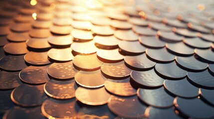 Many coins on a table - obrazy, fototapety, plakaty