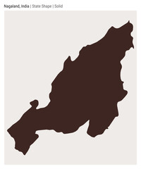Nagaland, India. Simple vector map. State shape. Solid style. Border of Nagaland. Vector illustration.