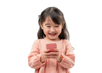 Young Asian Girl Happy with Smartphone