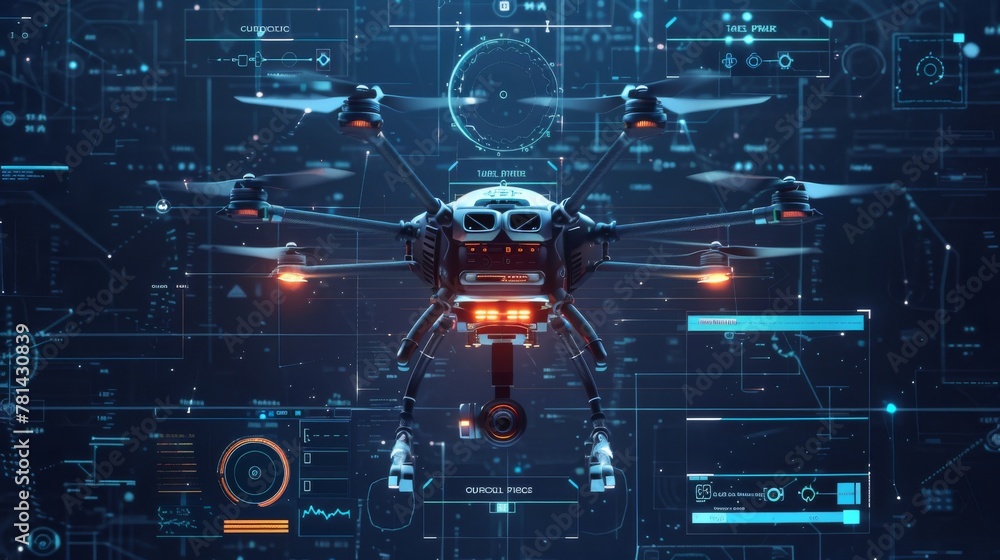 Poster An overview of drone technology, a graphic showing how drones are controlled