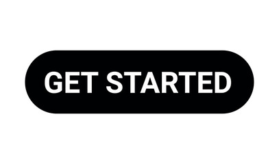 Get Started black button isolated on a white background
