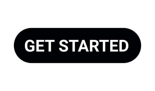 Get Started black button isolated on a white background