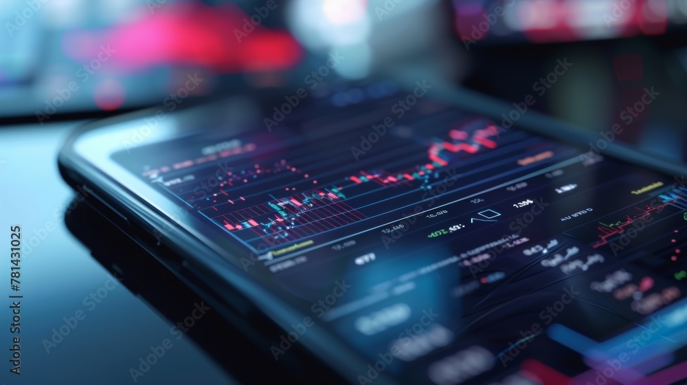 Poster electronic device with interface for marketing data, concept of online trading