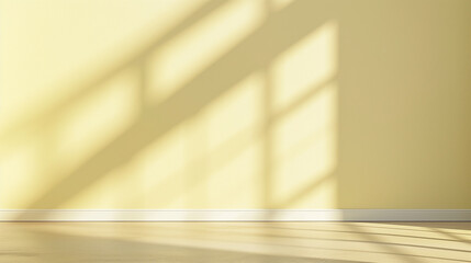 Fototapeta premium Background of a beige textured wall with dynamic shadow patterns. Copy space for design or product presentation.