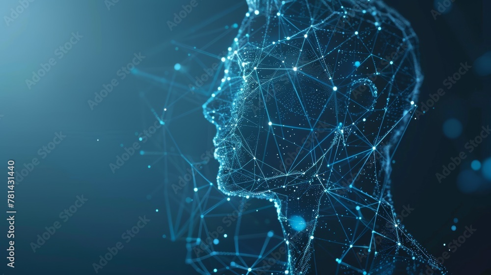 Leinwandbilder Combined shape of human with electronic pattern with digital technology element in the digital twin concept or internet of things (IoT) or machine learning