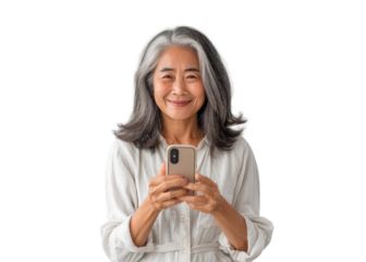 Asian Woman With Phone Looking Forward