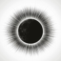 Full solar eclipse, rays radiating outwards - obrazy, fototapety, plakaty