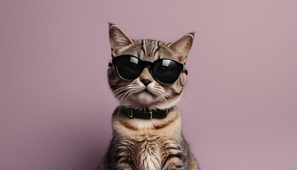 cat adorned with sunglasses. AI generated