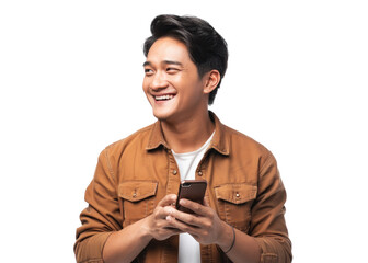 Smiling Asian Man with Smartphone