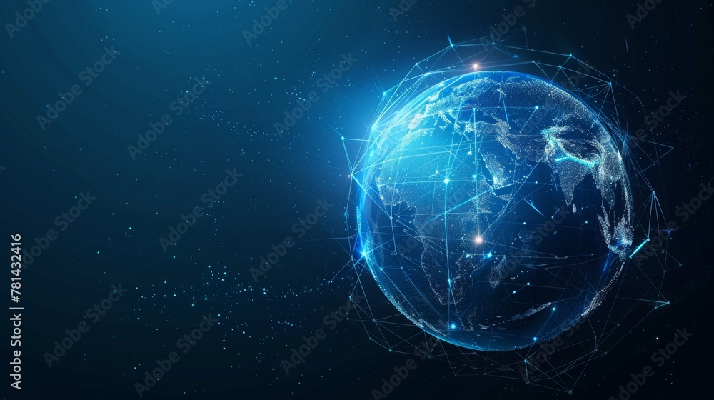 Poster a globe with futuristic elements depicting a digital transformation or a global network technology