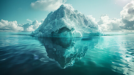 A large ice block floating in the ocean - obrazy, fototapety, plakaty