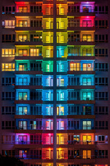 Colorful LED lit building