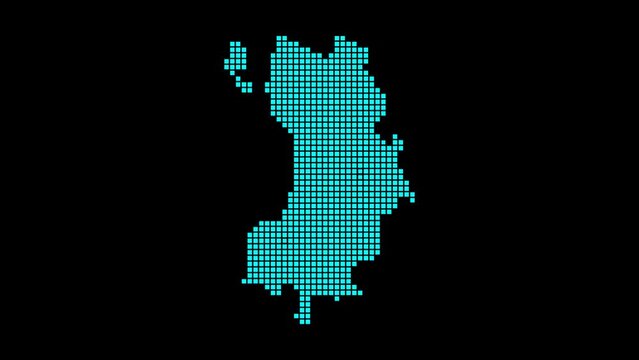 Ko Tao digital map. Map of Ko Tao in a dotted style. The shape of the island is filled with rectangles. Modern video.
