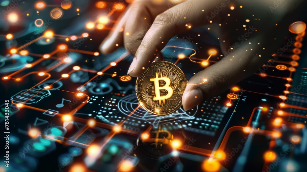 Poster Working with cryptocurrency and artificial intelligence.