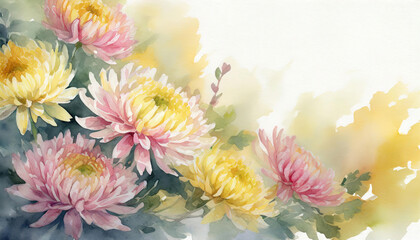 watercolor painting of flowers with copy space