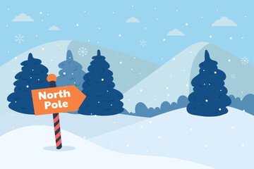 Flat winter season north pole background