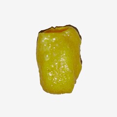 Fried colorful crunchy snack isolated on white background.