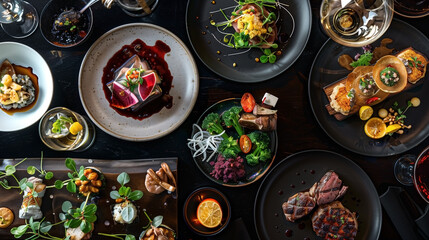 Fine dining food dish elegant with copy space for advertising.