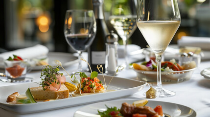 Fine dining food dish elegant with copy space for advertising.