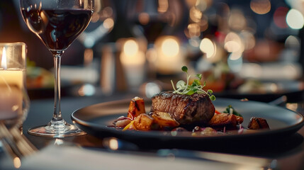 Fine dining food dish elegant with copy space for advertising.