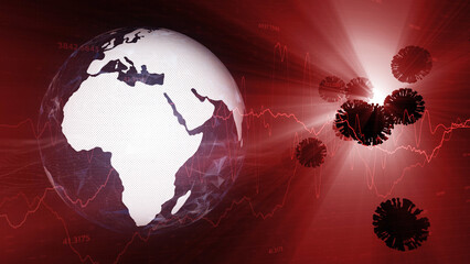 Earth global pandemic crisis. Red corona viruses background illustration.
- 781434826