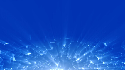 Naklejka na ściany i meble Abstract digital shiny cyberspace computer network blue illustration with shiny particles. 