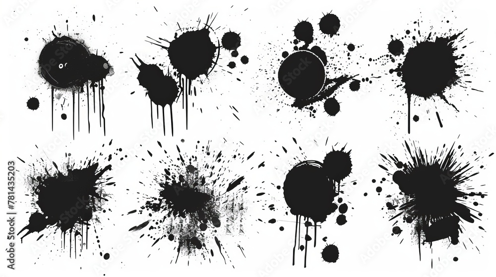 Aufkleber modern elements with the characteristics of a spray paint set, isolated on a white background. ink b