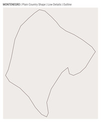 Montenegro plain country map. Low details. Outline style. Shape of Montenegro. Vector illustration.